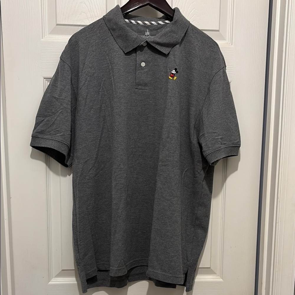 Gray Polo Shirt with Embroidered Character